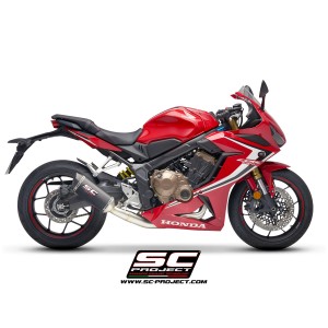 SC Project para HONDA CBR650R (2019 - 2020) - Línea de escape completa 4-1 acero inoxidable, con escape SC1-M carbono