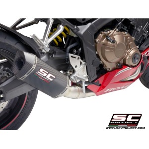 SC Project para HONDA CBR650R (2019 - 2020) - Línea de escape completa 4-1 acero inoxidable, con escape SC1-M carbono