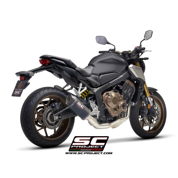 SC Project para HONDA CB650R (2021 - 2023) - Línea de escape completa 4-1 acero inoxidable, con escape SC1-S carbono