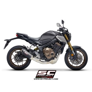 SC Project para HONDA CB650R (2021 - 2023) - Línea de escape completa 4-1 acero inoxidable, con escape SC1-S carbono