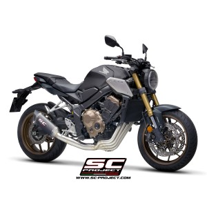 SC Project para HONDA CB650R (2021 - 2023) - Línea de escape completa 4-1 acero inoxidable, con escape SC1-S carbono