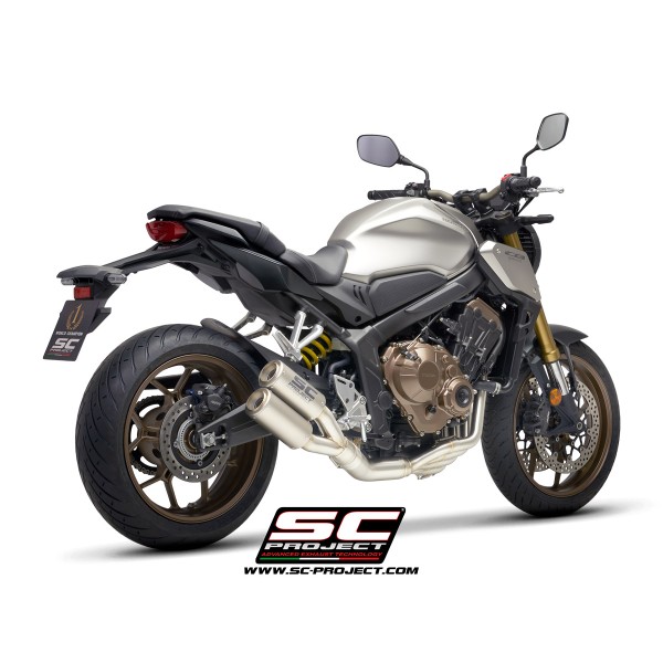 SC Project para HONDA CB650R (2019 - 2020) - Línea de escape completa 4-1 acero inoxidable, con escape Twin CR-T titanio