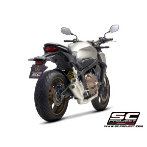 SC Project para HONDA CB650R (2019 - 2020) - Línea de escape completa 4-1 acero inoxidable, con escape Twin CR-T titanio