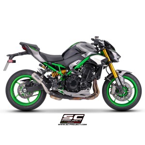 SC Project para KAWASAKI Z900 - Z900 A2 (2025 - 2026) - Escape CR-T titanio, con protector de talón y protección de fibra de car