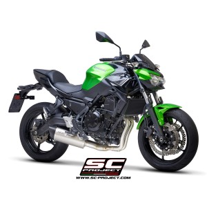 SC Project para KAWASAKI Z650 (2021 - 2022) - Línea de escape completa 2-1 acero inoxidable, con escape SC1-R GT titanio