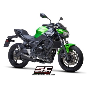SC Project para KAWASAKI Z650 (2021 - 2022) - Línea de escape completa 2-1 acero inoxidable, con escape SC1-R GT titanio negro m