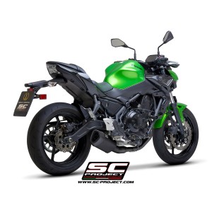 SC Project para KAWASAKI Z650 (2020) - Línea de escape completa 2-1 acero inoxidable, con escape SC1-R GT titanio negro mate