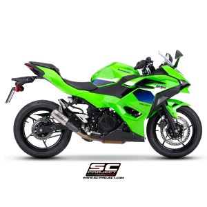 SC Project para KAWASAKI Ninja 500 (2024 - 2026) - Escape CR-T titanio, con malla antipiedras