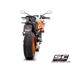 SC Project para KTM 1290 SUPER DUKE R (2021 - 2023) - Euro 5 - Escape Twin S1-CNC titanio, con tapa de salida mecanizado a parti