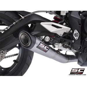 SC Project para TRIUMPH STREET TRIPLE 765 (2024 - 2026) - EURO 5+ - Línea de escape completa 3-1 acero inoxidable, con escape S1