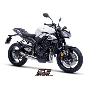 SC Project para TRIUMPH STREET TRIPLE 765 (2024 - 2026) - EURO 5+ - Línea de escape completa 3-1 acero inoxidable, con escape CR