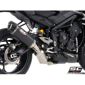SC Project para TRIUMPH STREET TRIPLE 765 R - RS (2023 - 2024) - EURO 5 - Línea de escape completa 3-1 acero inoxidable, con esc