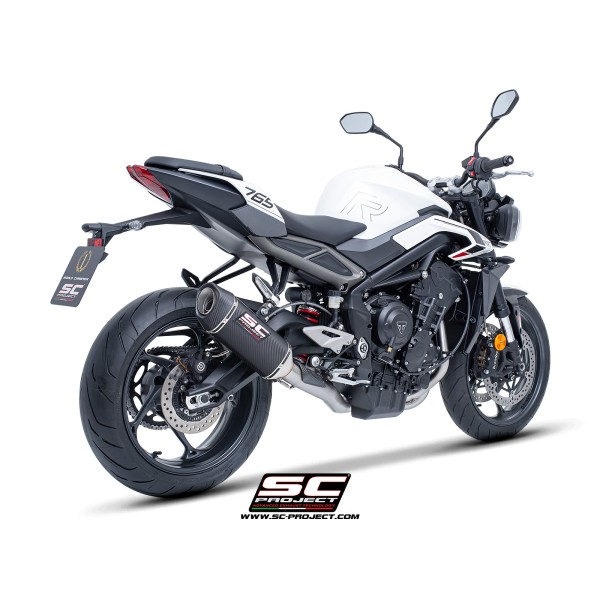 SC Project para TRIUMPH STREET TRIPLE 765 R - RS (2023 - 2024) - EURO 5 - Línea de escape completa 3-1 acero inoxidable, con esc