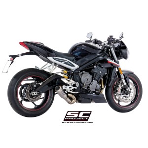 SC Project para TRIUMPH STREET TRIPLE 765 S - R - RS (2020 - 2022) - Escape CR-T titanio, tubo de enlace en secciones soldadas