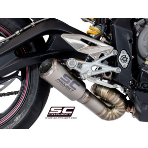 SC Project para TRIUMPH STREET TRIPLE 765 S - R - RS (2020 - 2022) - Escape CR-T titanio, tubo de enlace en secciones soldadas