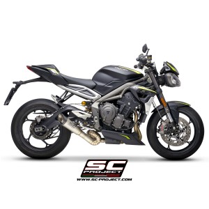 SC Project para TRIUMPH STREET TRIPLE S 660 - A2 (2020 - 2022) - Escape S1 titanio, tubo de enlace en secciones soldadas