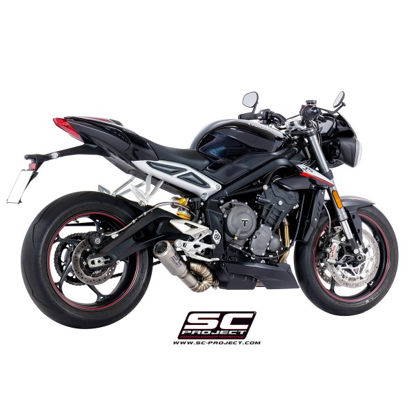 SC Project para TRIUMPH STREET TRIPLE S 660 - A2 (2020 - 2022) - Escape CR-T titanio, tubo de enlace en secciones soldadas