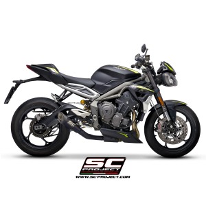 SC Project para TRIUMPH STREET TRIPLE S 660 - A2 (2020 - 2022) - Escape S1 titanio, negro mate