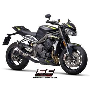 SC Project para TRIUMPH STREET TRIPLE S 660 - A2 (2020 - 2022) - Escape S1 titanio, negro mate
