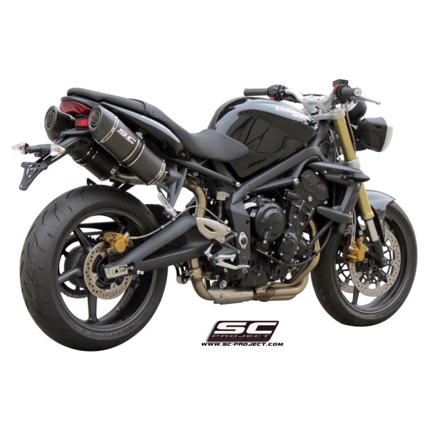 SC Project para TRIUMPH STREET TRIPLE 675 (2007 - 2012) - R - Par de escapes Oval carbono