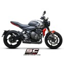 SC Project para TRIUMPH TRIDENT 660 (2021 - 2024) - Línea de escape completa 3-1 acero inoxidable, negro mate, con escape STR-1