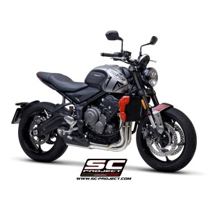 SC Project para TRIUMPH TRIDENT 660 (2021 - 2024) - Línea de escape completa 3-1 acero inoxidable, con escape STR-1