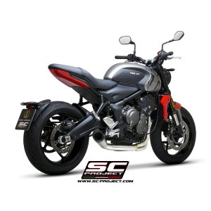 SC Project para TRIUMPH TRIDENT 660 (2021 - 2024) - Línea de escape completa 3-1 acero inoxidable, con escape S1 titanio