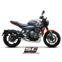 SC Project para TRIUMPH TRIDENT 660 (2021 - 2024) - Línea de escape completa 3-1 acero inoxidable, con escape S1 titanio