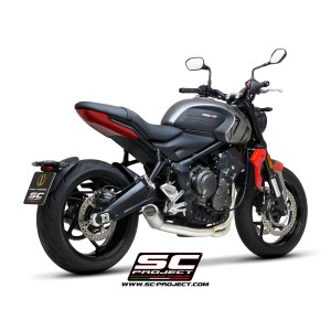 SC Project para TRIUMPH TRIDENT 660 (2021 - 2024) - Línea de escape completa 3-1 acero inoxidable, con escape CR-T titanio con m