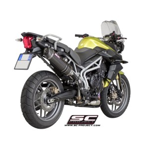 SC Project para TRIUMPH TIGER 800 (2010 - 2016) - XC - Escape Oval carbono, posición alta