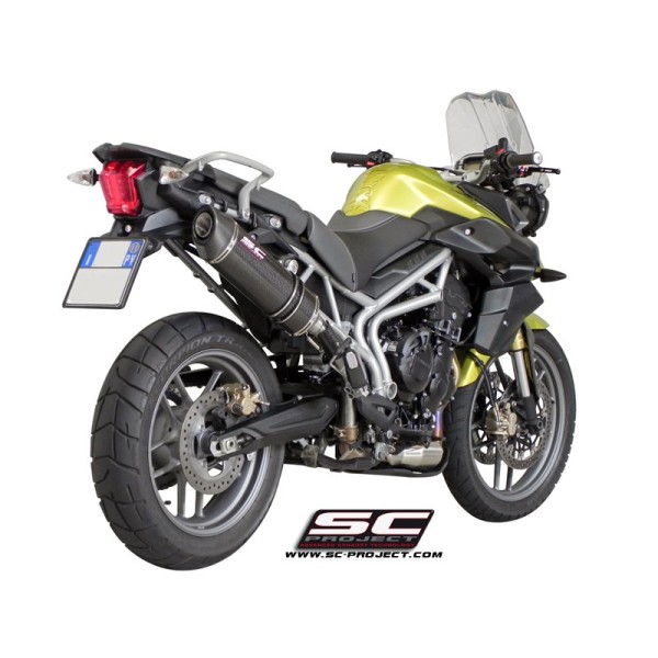 SC Project para TRIUMPH TIGER 800 (2010 - 2016) - XC - Escape Oval carbono, posición alta