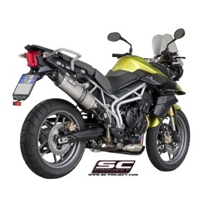 SC Project para TRIUMPH TIGER 800 (2010 - 2016) - XC - Escape Oval titanio, posición alta