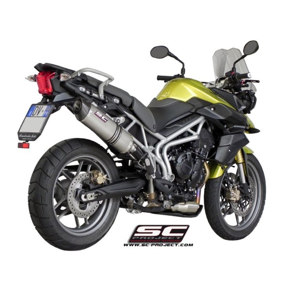 SC Project para TRIUMPH TIGER 800 (2010 - 2016) - XC - Escape Oval titanio, posición alta