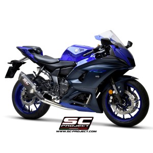 SC Project para YAMAHA YZF R7 (2021 - 2025) - Línea de escape completa 2-1 acero inoxidable, con escape SC1-S carbono