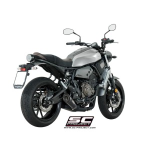 SC Project para YAMAHA XSR 700 (2016 - 2020) - Línea de escape completa 2-1 acero inoxidable, con escape S1 titanio, negro mate