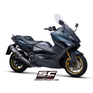 SC Project para YAMAHA TMAX 560 (2022 - 2024) - Línea de escape completa 2-1 acero inoxidable, negro mate, con escape SC1-R carb