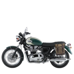 Alforja lateral dividida de cuero 10l-14l + marco triumph bonneville t100 (2001-2016) izquierda