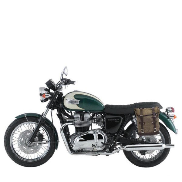 Alforja lateral dividida de cuero 10l-14l + marco triumph bonneville t100 (2001-2016) izquierda