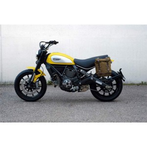 Bolsa lateral en piel dividida + marco ducati scrambler