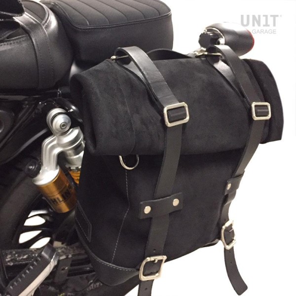 Bolsa lateral en piel dividida + guzzi v9 bobber sx