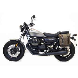 Bolsa lateral en piel dividida + guzzi v9 bobber sx