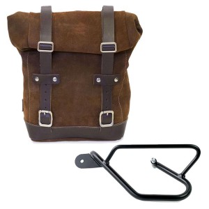 Bolsa lateral en piel dividida + guzzi v9 bobber sx