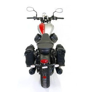 Bolsa lateral en piel dividida + guzzi v9 bobber sx