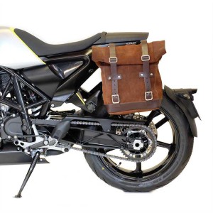 Bolsa lateral en piel dividida + marco husqvarna vitpilen 701