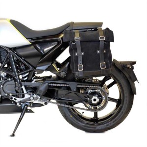 Bolsa lateral en piel dividida + marco husqvarna vitpilen 701