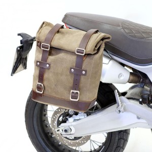 Bolsa lateral en piel dividida + marco derecho ducati scrambler 1100