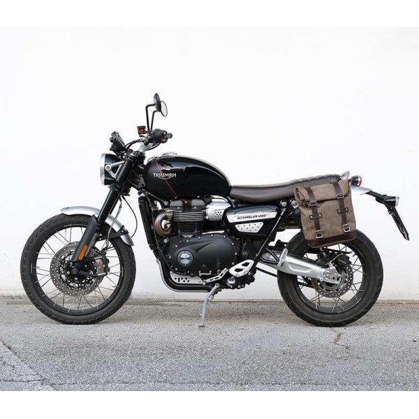 Bolsa lateral en piel dividida +marco izquierdo triumph scrambler 1200 xc_xe sx (2019 hasta ahora)