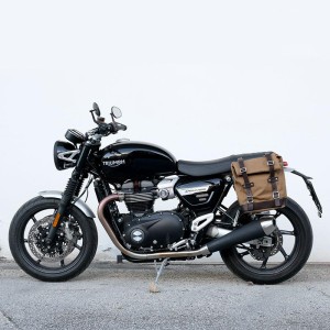 Alforja de lona + cuadro triumph speed twin 1200 y rs (2019 en adelante) izquierda