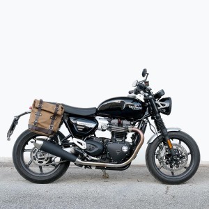 Bolsa lateral de lona + dx frame triumph speed twin 1200 (2019 hasta ahora)