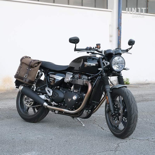 Bolso lateral dividido de cuero + dx marco triumph speed twin 1200 (2019 hasta ahora)